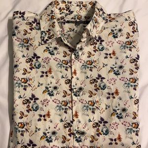 Men’s floral print button down shirt